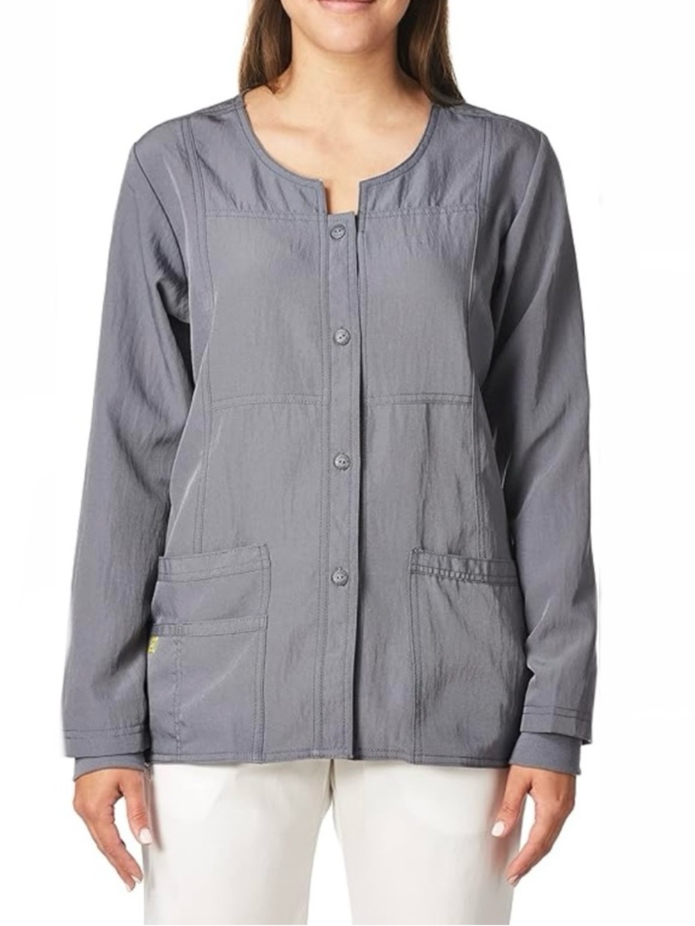 Wonderwink gray Four Stretch lab coat scrub jacket size small
